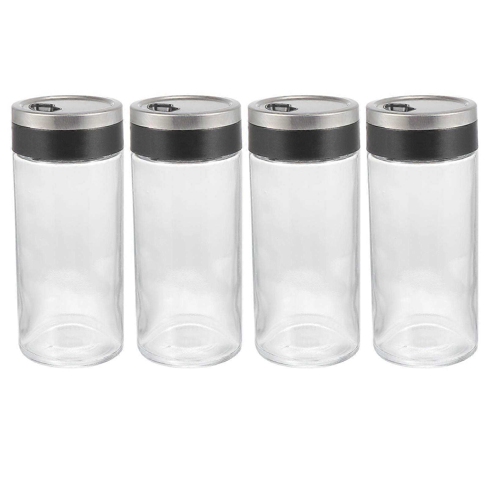 Jars With Lid Spice Bottles Tight Sealing Cylindrical Shape Simple Design 4Pcs