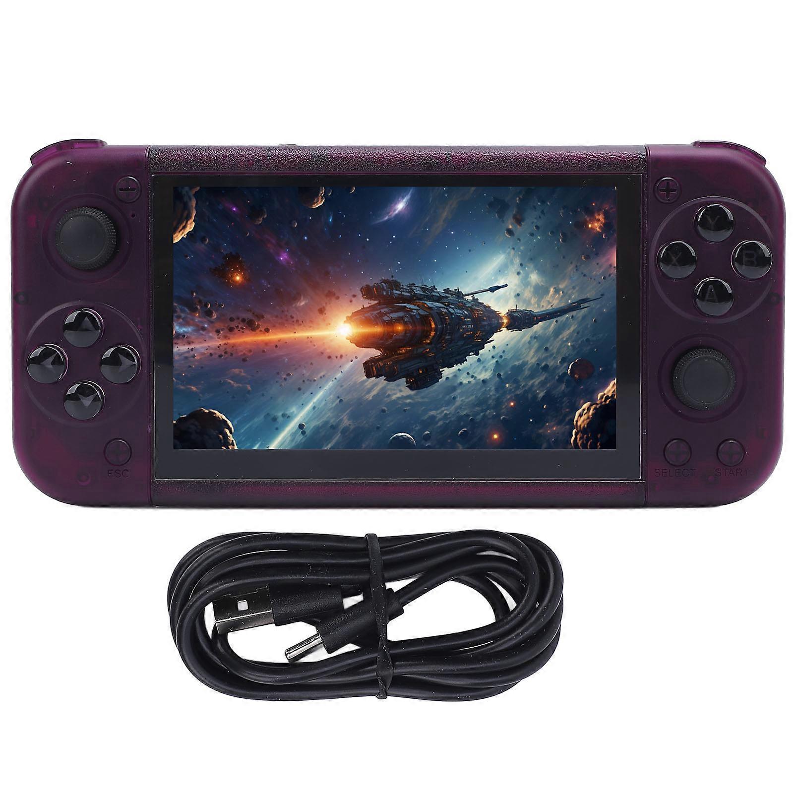 Portable Retro Game Console 5" IPS, 2GB DDR4, USB-C, 64GB, Linux, Transparent Purple