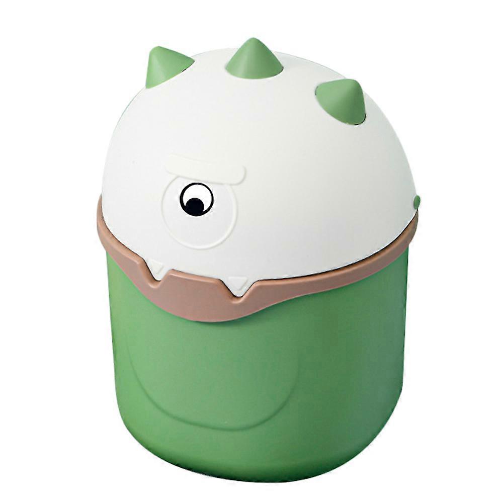 Flip-Type Trash Can Plastic Compact Space-Saving Desktop Garbage Can for Home Use Green