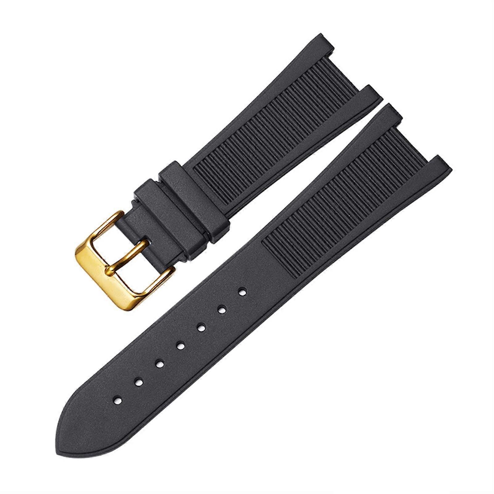 Watch Strap for Patek Philippe 5711 5712G Nautilus 25mm x 13mm Schwarz Gold Compatible Replacement Band