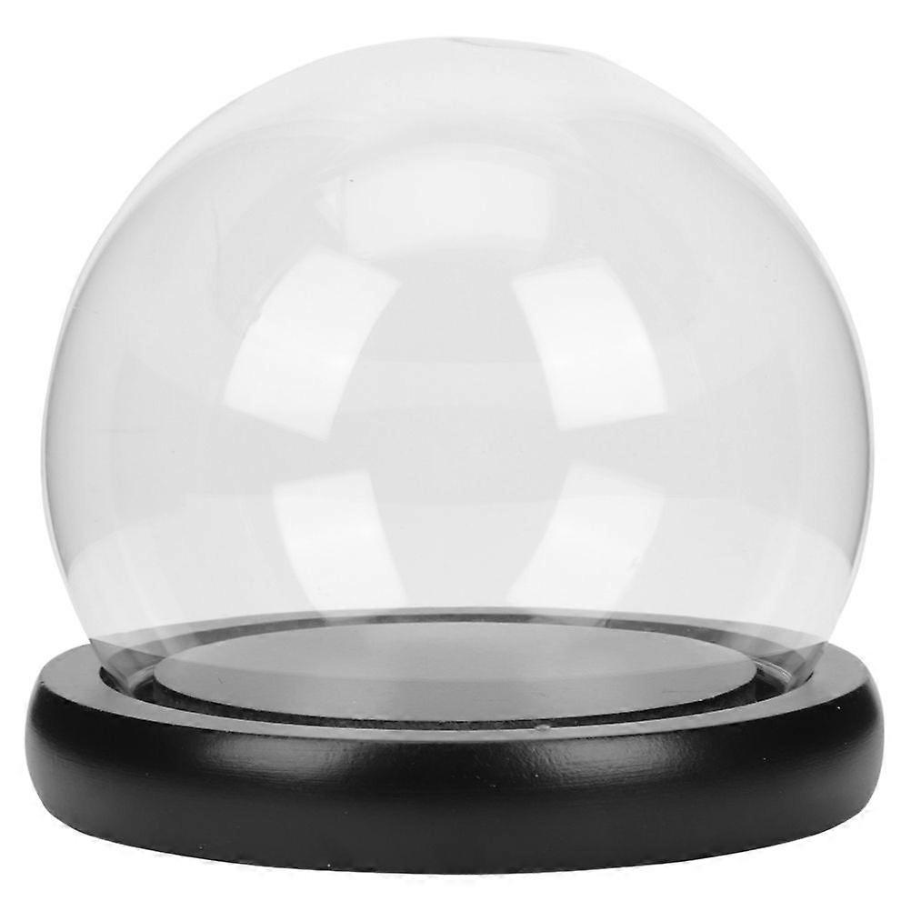 Clear Glass Globe Display Dome with Wooden Base Small Glass Cloche Bell Jar Display Case for Collectibles Enchanted Roses and Dessert