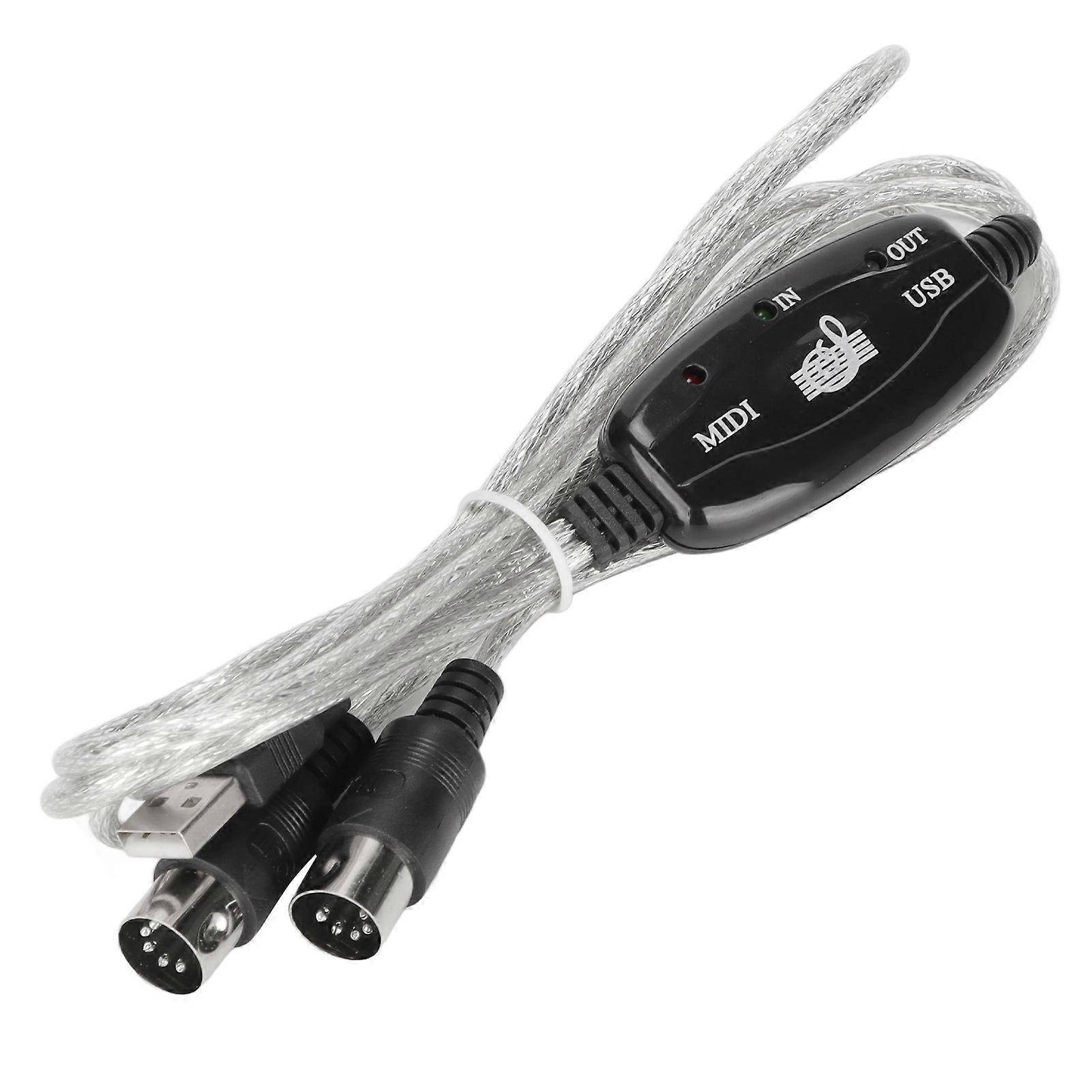 MIDI to Approx 2.2yd Long 16 Channels PC Interface LED Power Input Output Indicator USB MIDI Cable