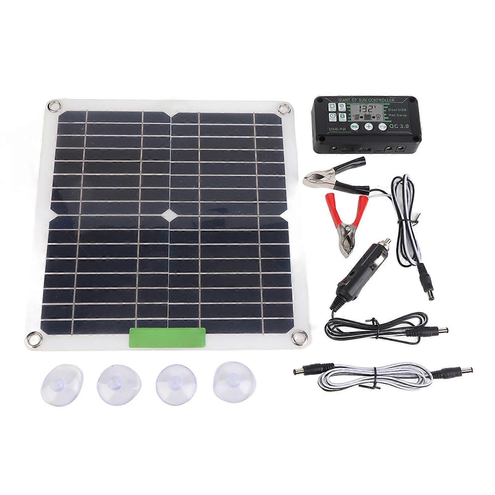 200W 12V Portable Solar Panel Kit Monocrystalline Solar Panel with Controller for Cycling Mountaineering Hiking Camping 100A YMHC