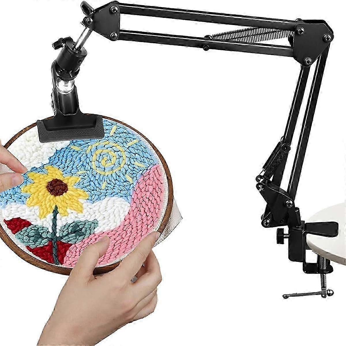 Adjustable Embroidery Scroll Frame Stand with Rotating Hoop Holder and Folding Metal Design for Hand Work and Needlework
