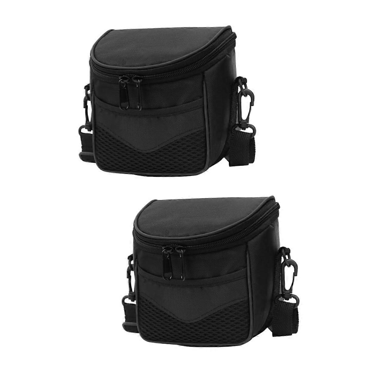 Digital Camera Bag, Waterproof SLR Compact Shoulder Strap Bags, Black 13x13x9cm, 2 Pieces