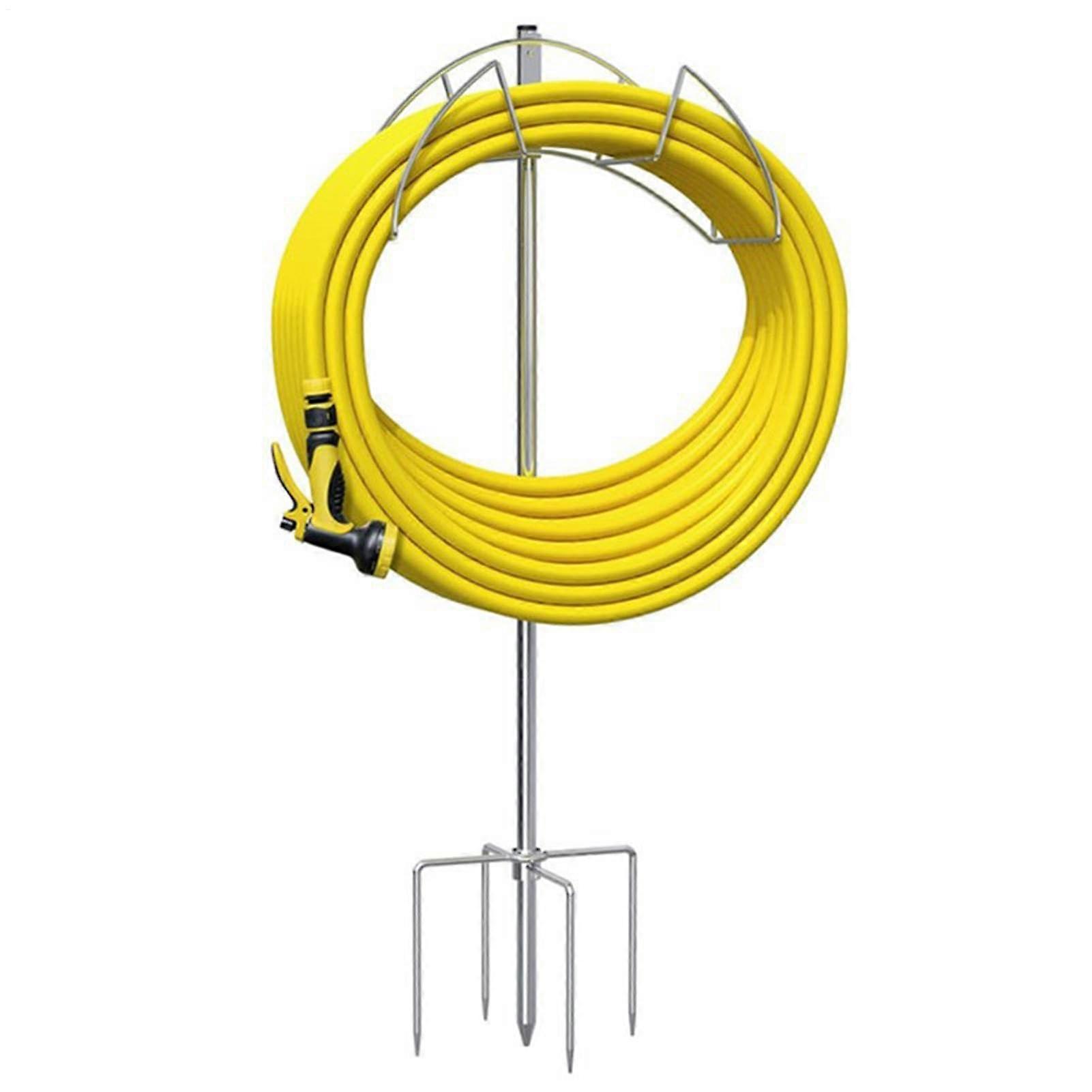 Freestanding hose reel for outdoor use, removable rack for hose organization