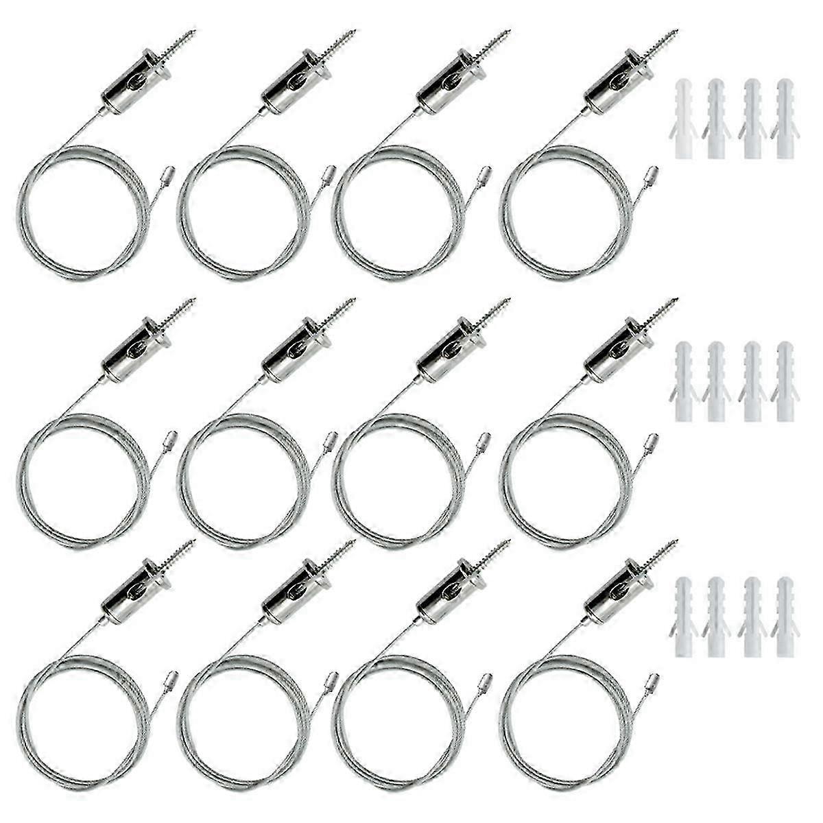 12 Sets Hexagon Garage Suspension Cables Kit with Steel Hanging Chains - 1m Heavy-Duty Storage Solution for Organizing Tools and Equipment
