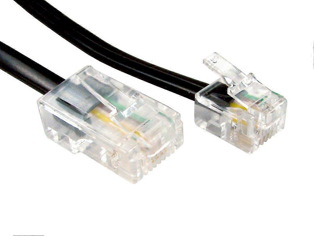 RJ11 Male Plug to 4 Wire RJ45 Male Plug Flat Cable 1m Black Ethernet Connection for Networking Devices