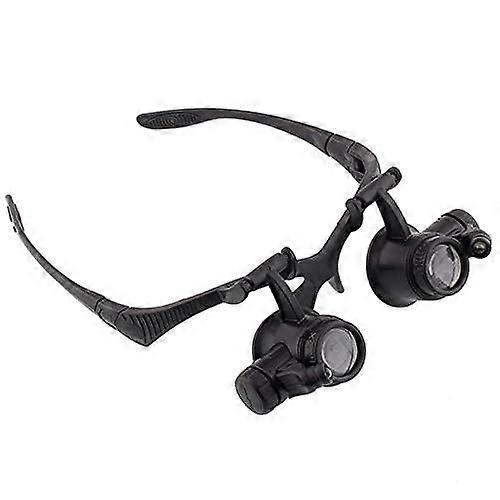 Headmounted  magnifier 10X, 15X, 20X, 25X with LED lights, Black