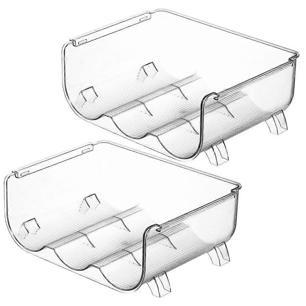 Bottle Storage Holder Refrigerator Beverage Bottle Racks Plastic Rectangular Prevent Rolling Kitchen 2Set