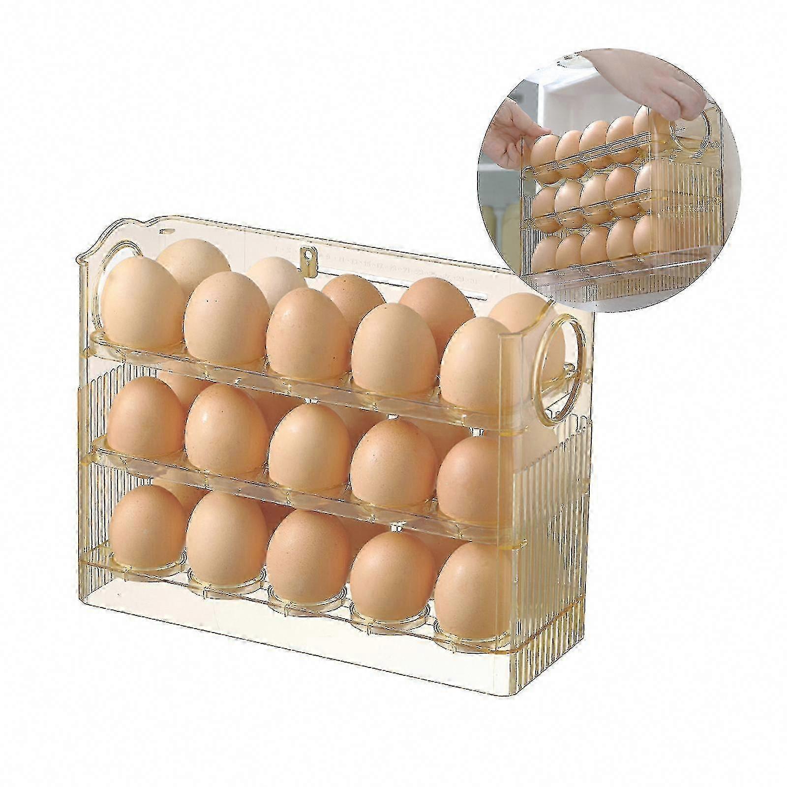 Egg Storage Container for Refrigerator - 30 Egg Capacity, Space Saving Fridge Organizer, Door Mount Egg Rack