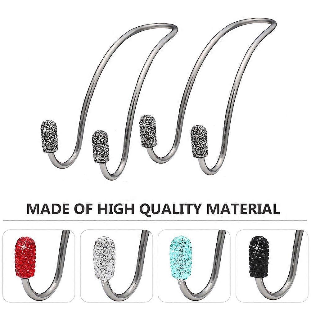 2 Pcs Car Back Seat Hooks Stainless Steel Double Hook for Car Use Silver