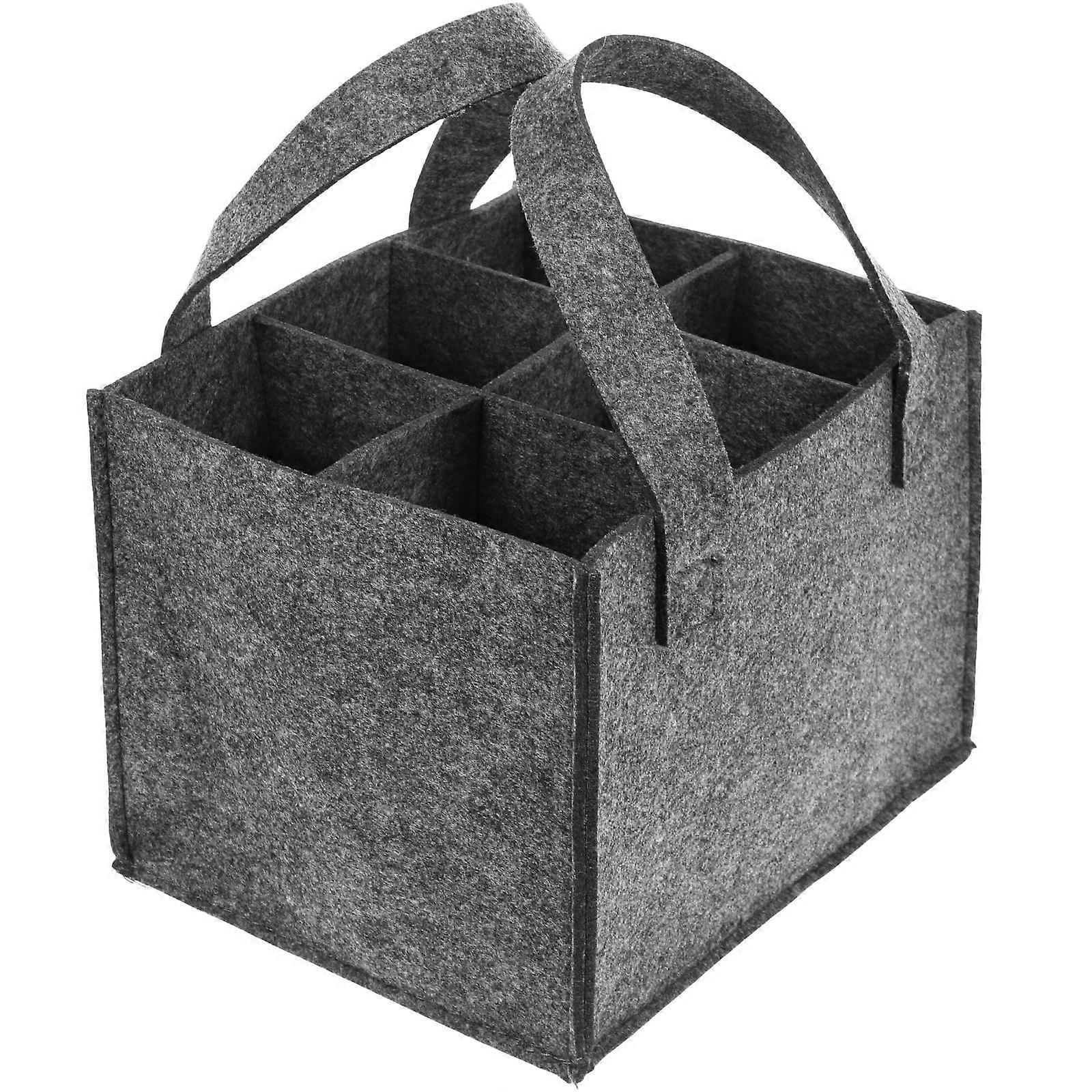 Portable Felt Bag with Divider – Reusable Storage Tote in Gray Felt for Holiday Carrying & Home Organization