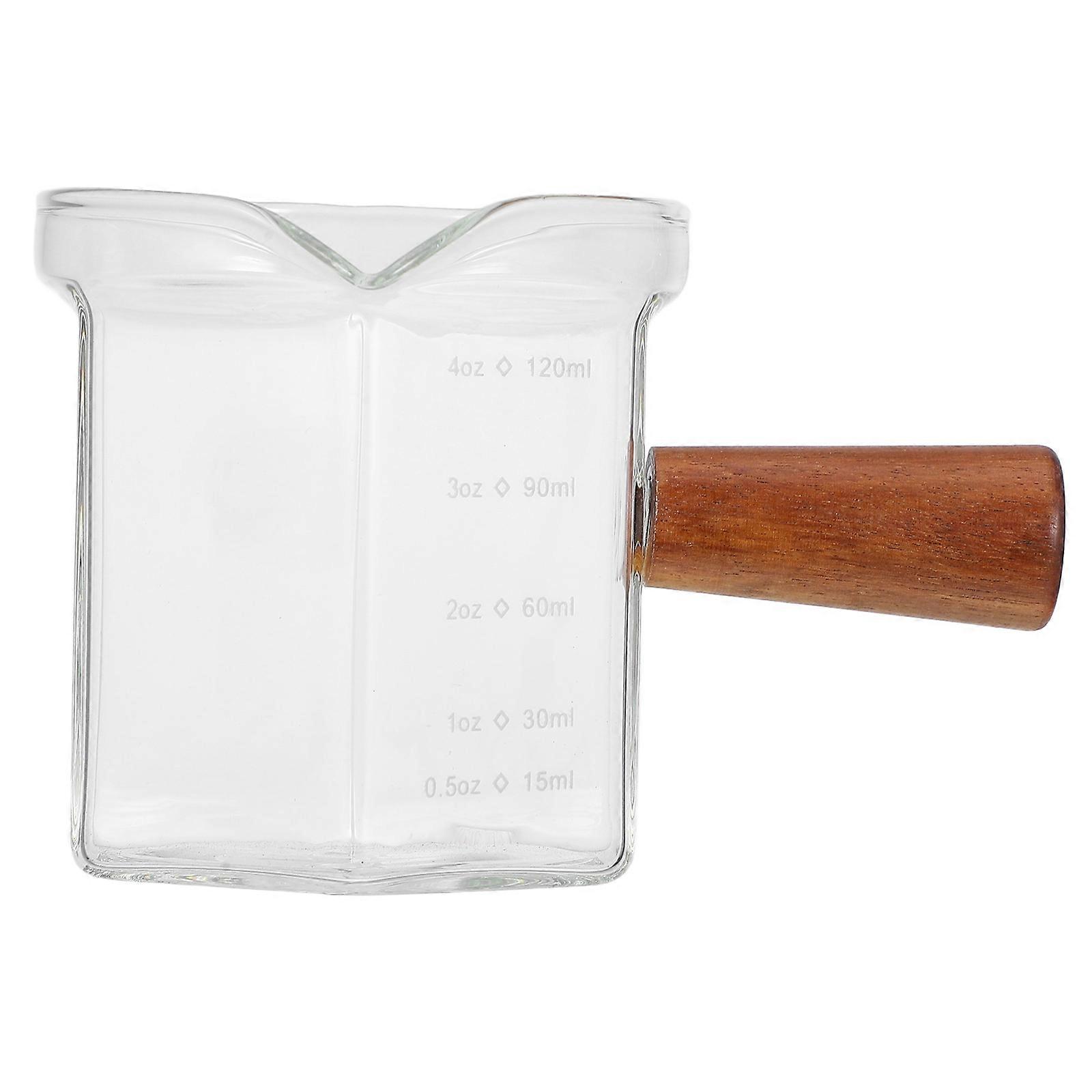 Espresso Measuring Cups Coffee Milk Pitcher Perfect For Office Use Wooden Handle .50X7.50X7.00cm 1Set