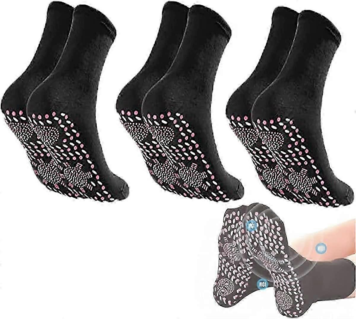 AOOPOO 3 Pairs Tourmaline Acupressure Self-Heating Shaping Socks Tourmaline Slimming Health Sock Tourmaline Health Sock
