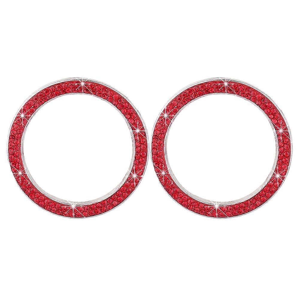 Engine Start Button Bling Rhinestone Ring Car Zinc Alloy 2Pcs