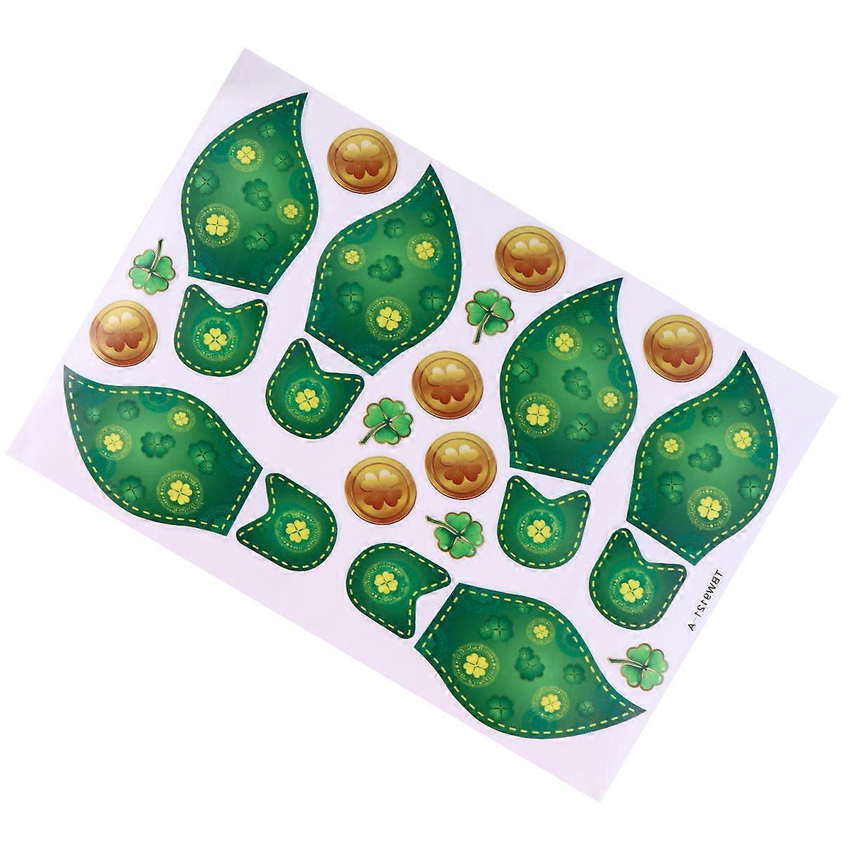 Floor Decoration Leprechaun Footprint Stickers Non Slip PVC Material Rectangular Shape Home Office Classroom 32x23cm Green 1Set