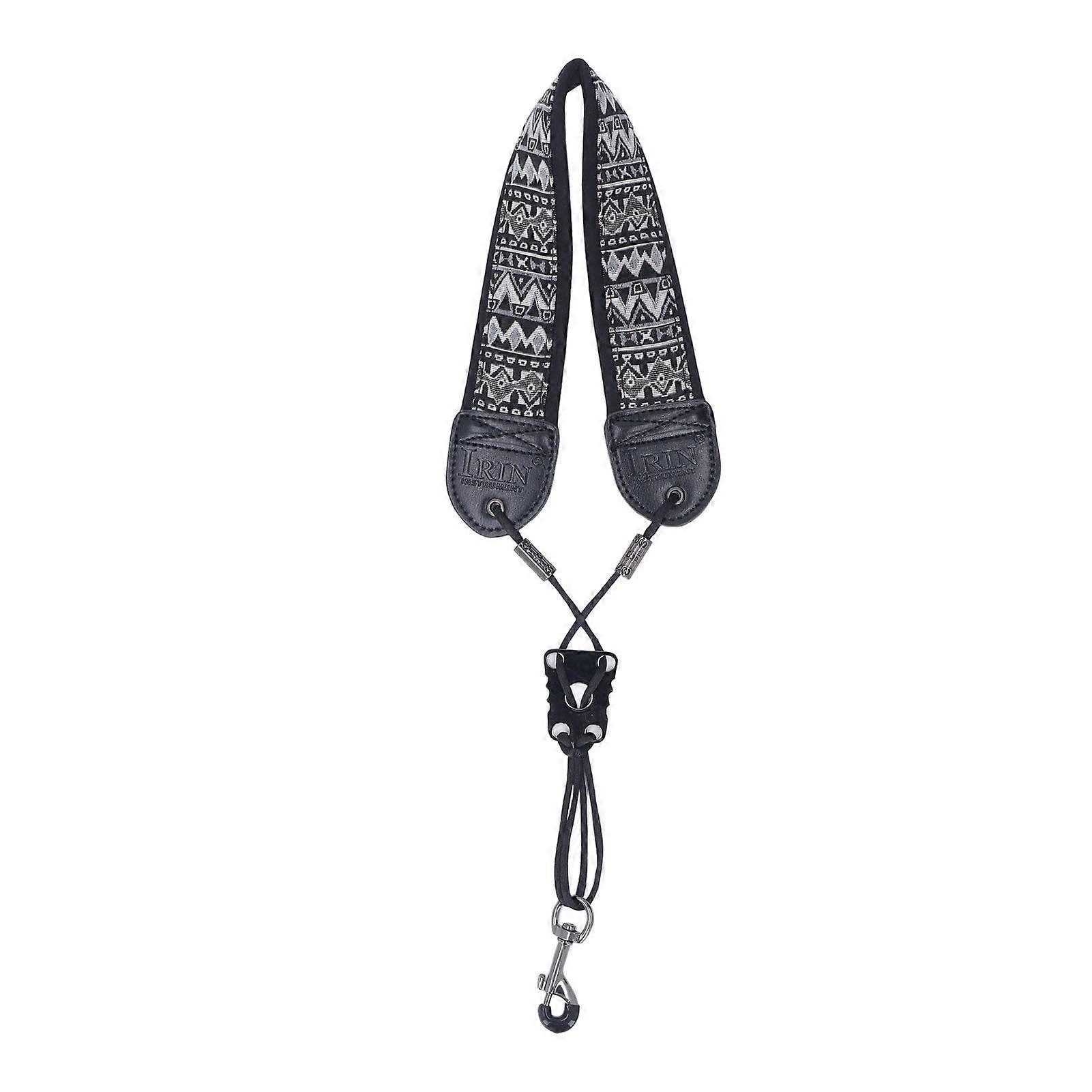 Saxophone Neck Strap with Metal Hook Adjustment Buckle EVA Cotton Soft Padded Sax Strap for Soprano Tenor Saxophones Embroidery Pattern
