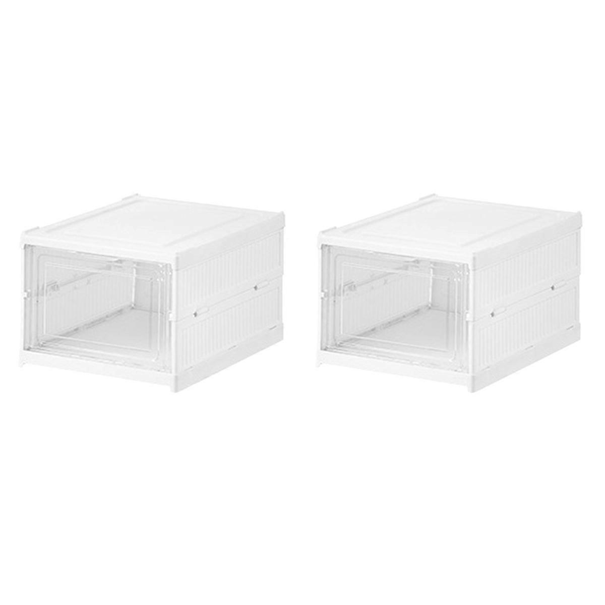 2X Shoe Box Installation-Free Foldable Shoe Organizers with Clear Door Space-Saving Shoe Rack Sturdy
