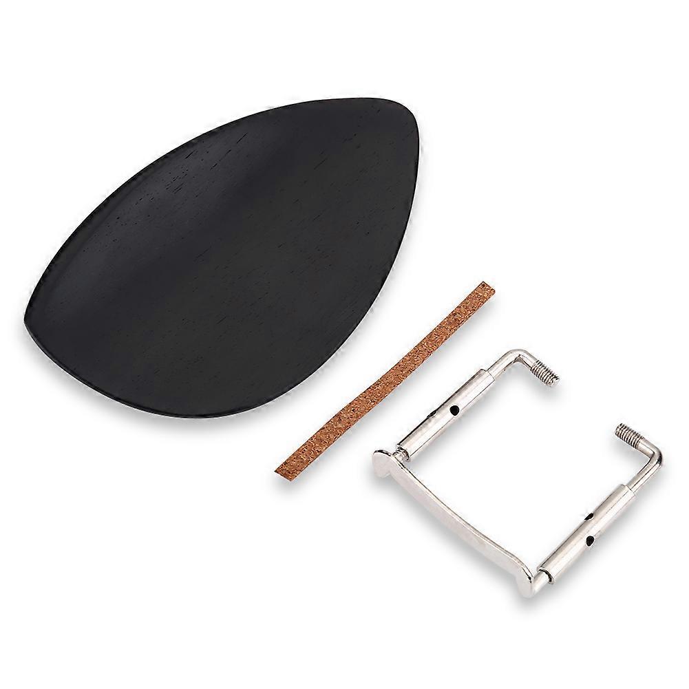 Ebony Wood Chin Rest with Softwood Strip&Bracket for 4/4 Size Violin Music Instrument Accessory