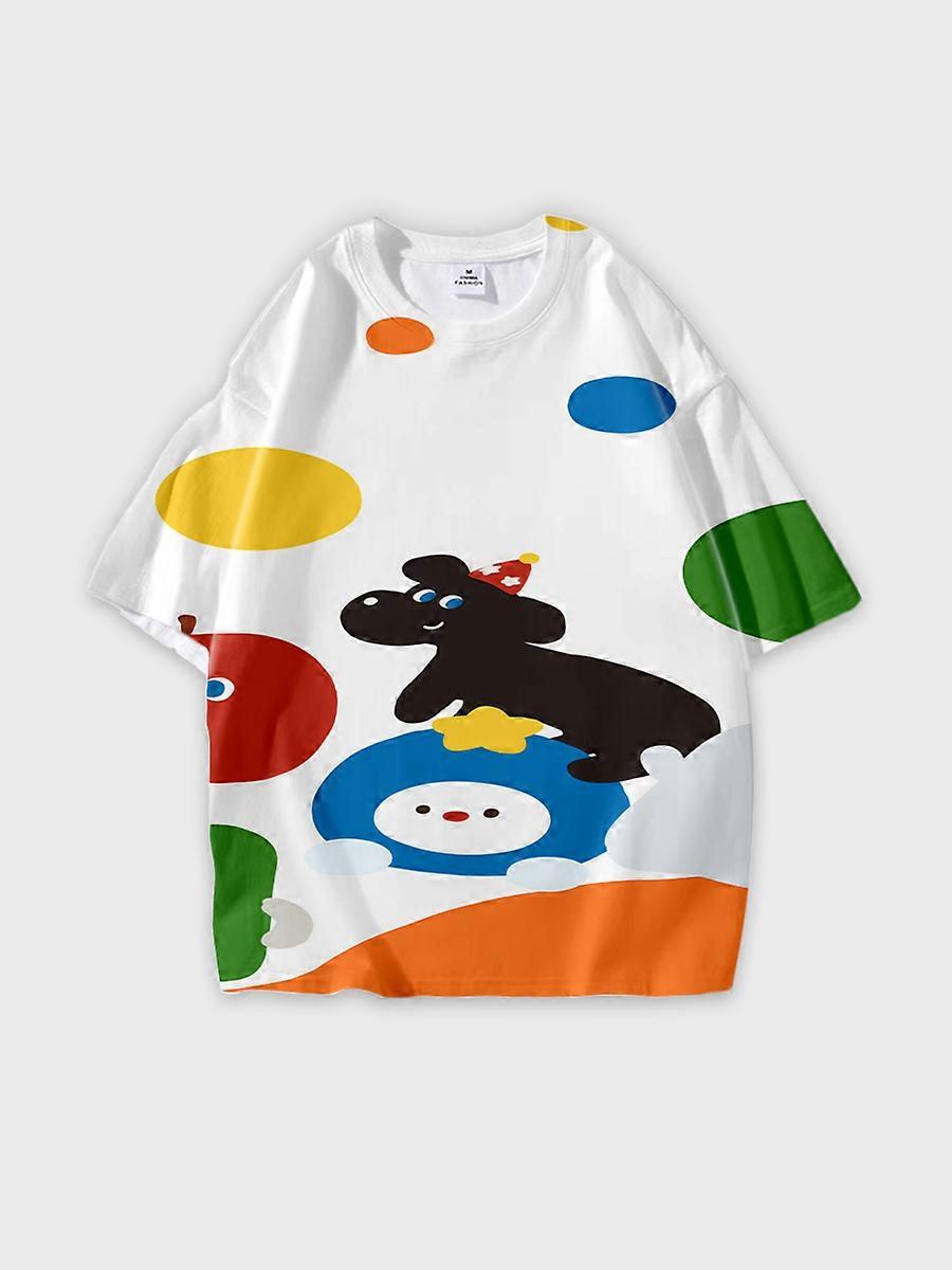 T-shirt round neck Pattern loose short sleeve P1519