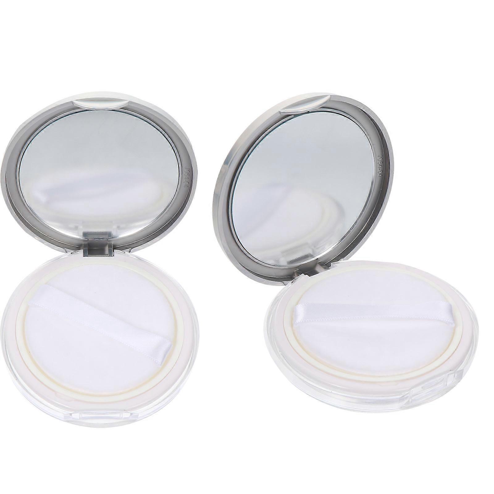 Travel Makeup Storage Holder, 2Pcs Portable Loose Powder Box for Girls, Compact Square Shape in Multi Color with Puff, Anti-Leakage Function