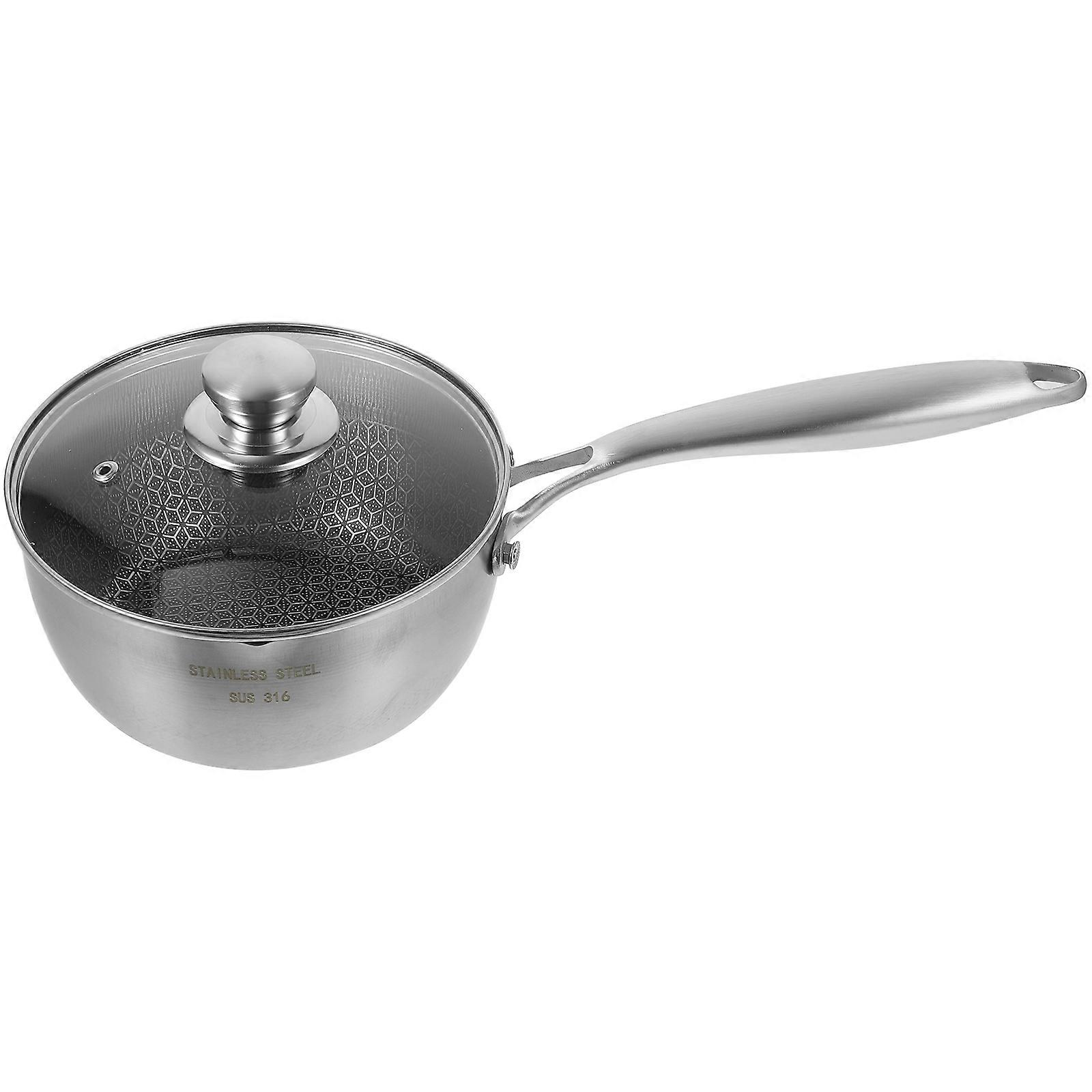 304 Stainless Steel Milk Pan Kitchenware for Cooking at Home with Honeycomb Shape and Non-stick Function 1Pcs