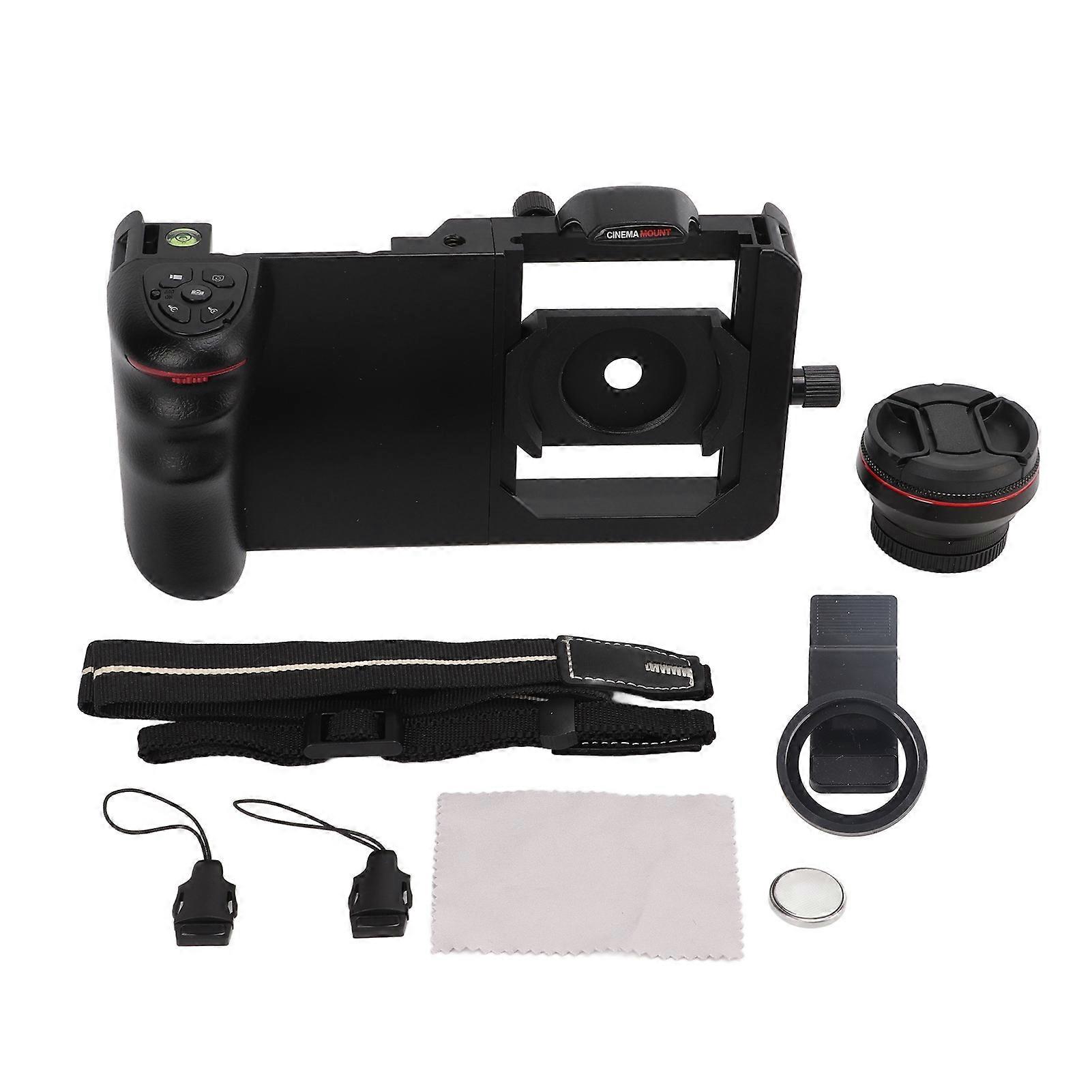 Phone Video Rig Handheld Smartphone Camera Stabilizer Support Universal with Wide Angle Macro 2 in 1 Lens