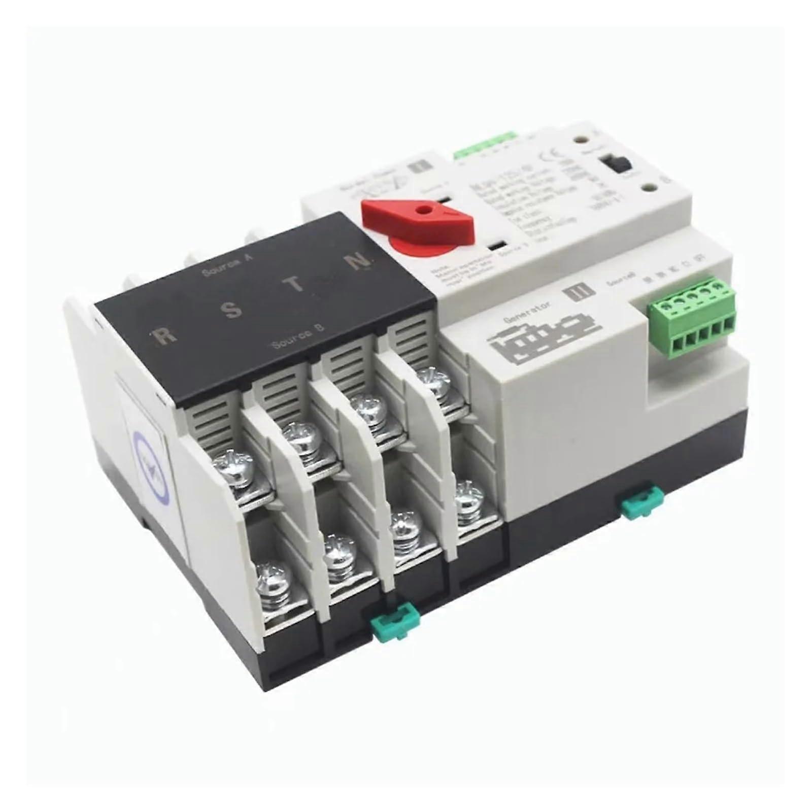 SinglePhase DIN Rail ATS PV 2P 100A AC 220V AC 230V Dual Power Automatic Transmission Electric Selector Switch Uninterruptible (4P 220V) 125A 125A