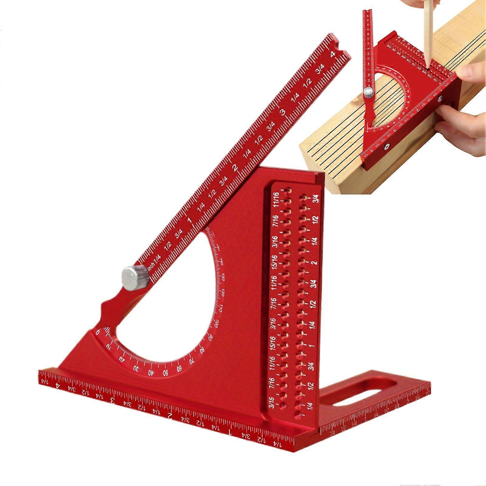 3D MultiAngle Measuring Ruler, Aluminum Alloy Protractor with NonSlip Gauge