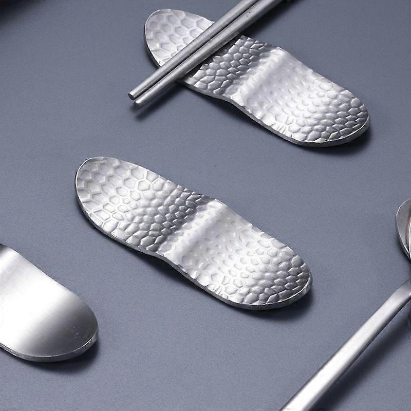 4pcs Chopsticks Holder Rest: Stainless Steel Chopstick Holder Hammered Stand Fork Spoon Rest for Tableware Kitchen
