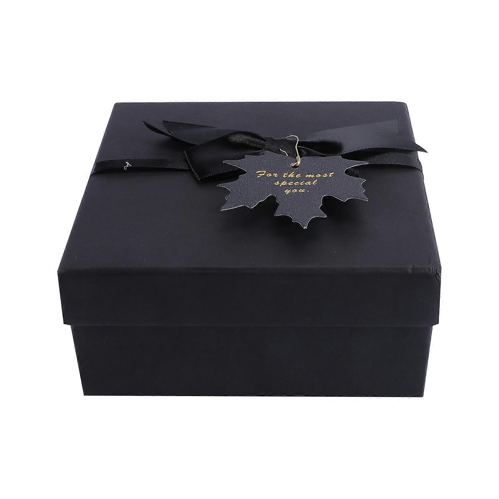 Gift Box Black Paper Storage Box for Packing Use 1Pcs with Ribbon