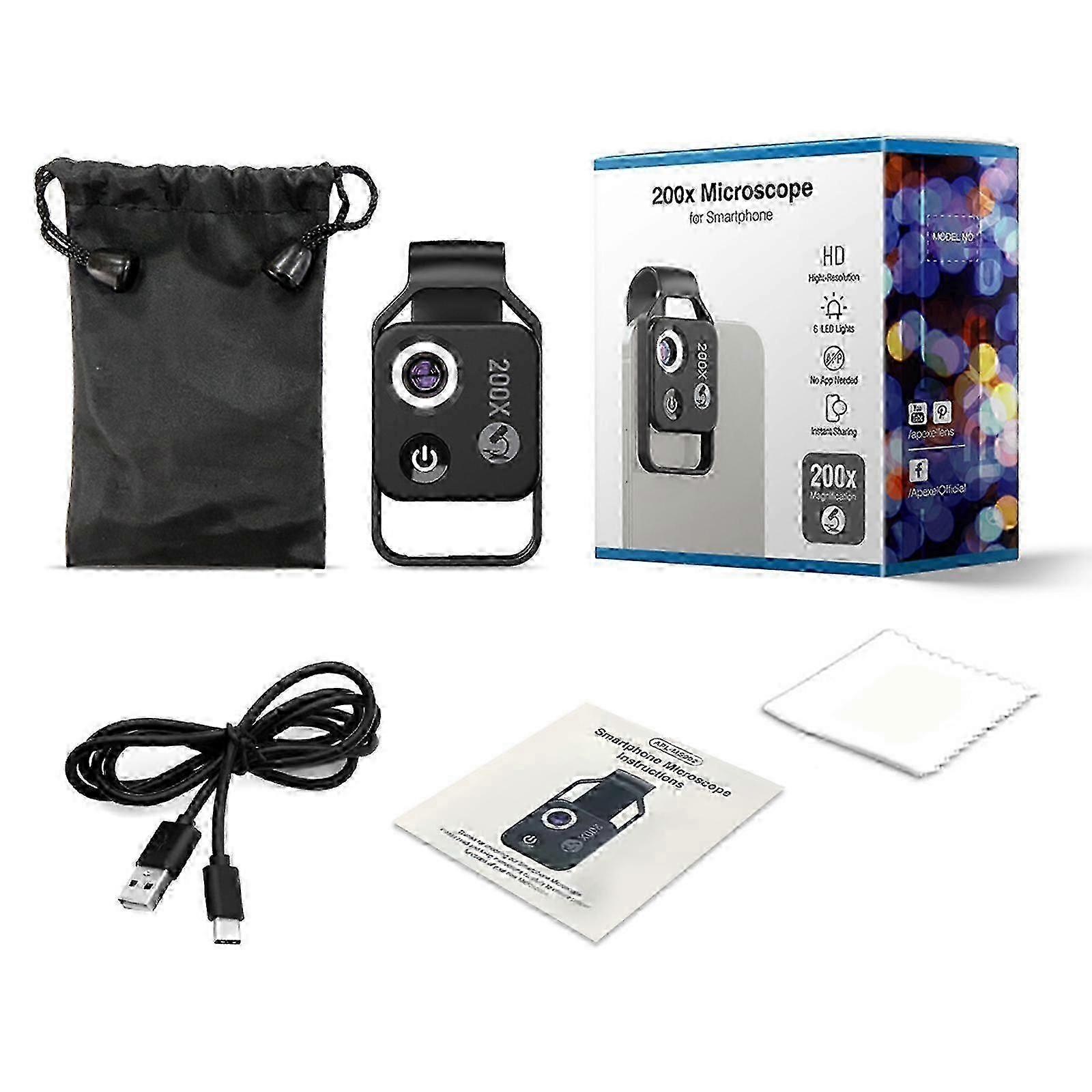 Nanozoom 200x Magnification Zoom Lens for Smartphone - High-Tech Clip-On Microscope for Mobile Phones