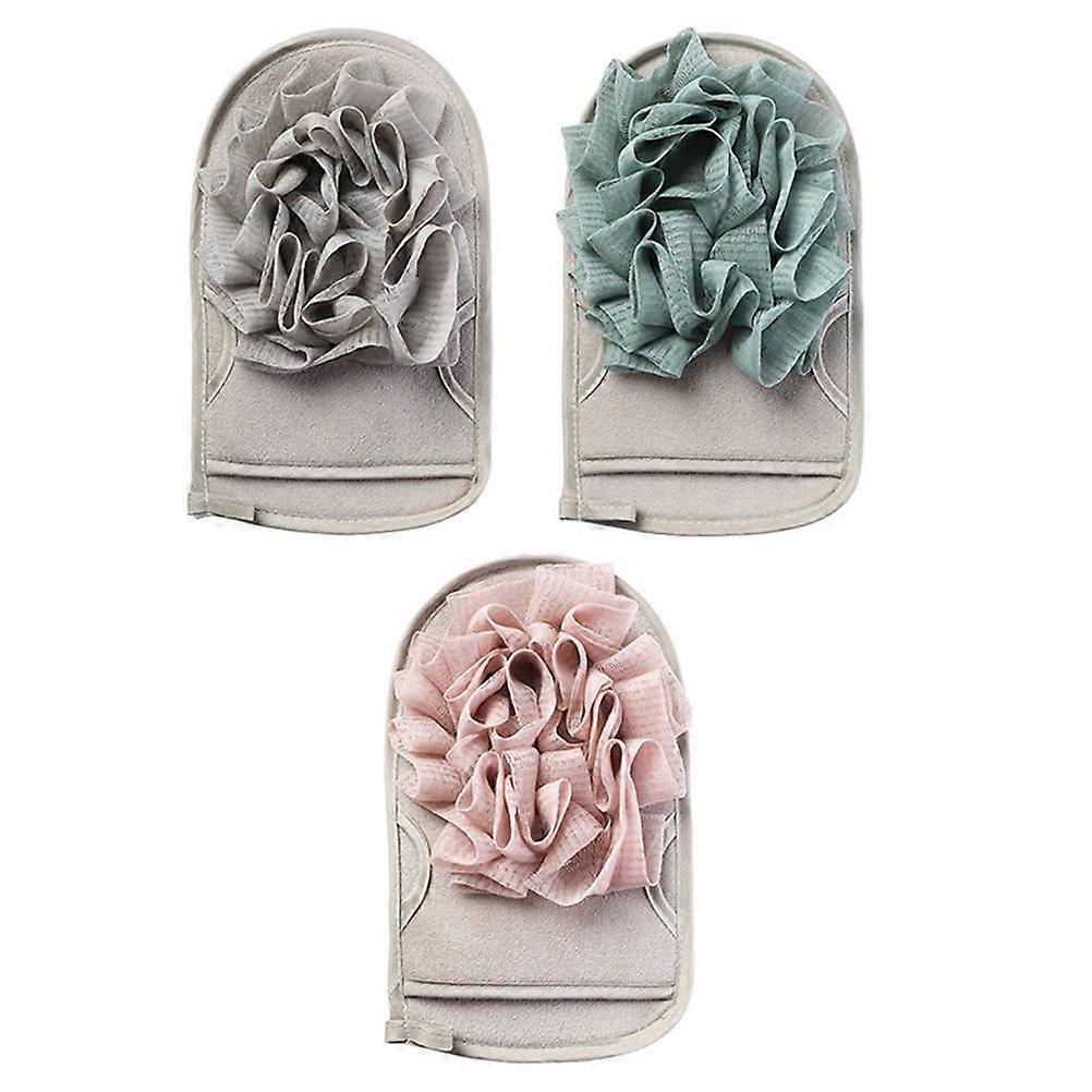 3Pcs Exfoliating Gloves Assorted Color For Shower And Bathing Crowd Suitable For Families 23.5X13.5Cm Bubble Production