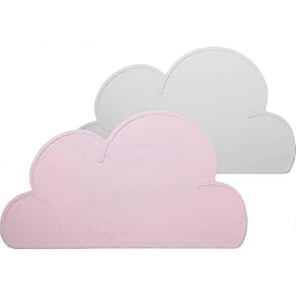 2er-Pack Silikon Tischset Lebensmittelqualität für Baby (Pink Grey)