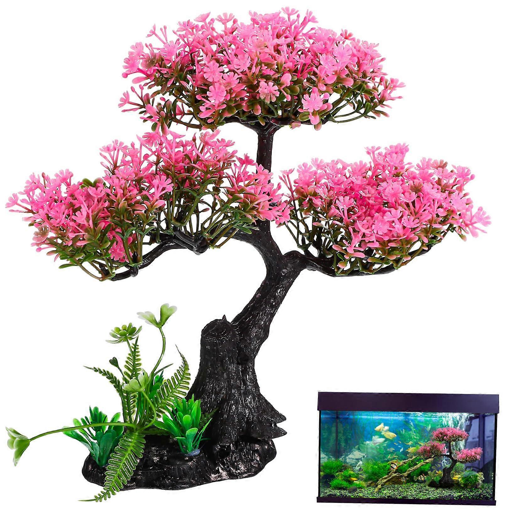Unique Small Tree Aquarium - Artificial Plastic Aquarium Plants Set for Turtle Tanks, Office and Home Decor
