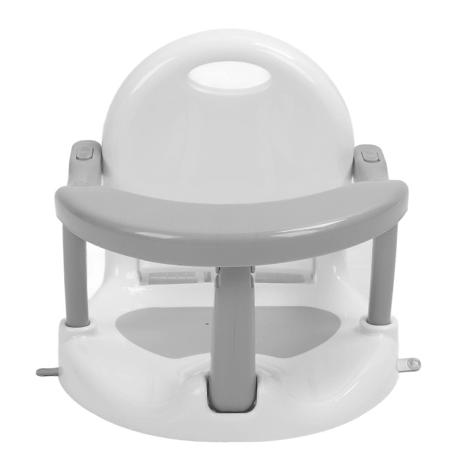 Baby Bath Seat Folding Stable Standing Prevent Slipping Adjust Height Bath Stool for Toddler Grey