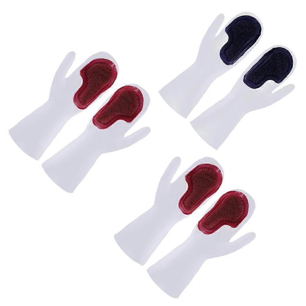 Household Waterproof Gloves Kitchen Cleaning Gloves for Dishwashing 3Pair