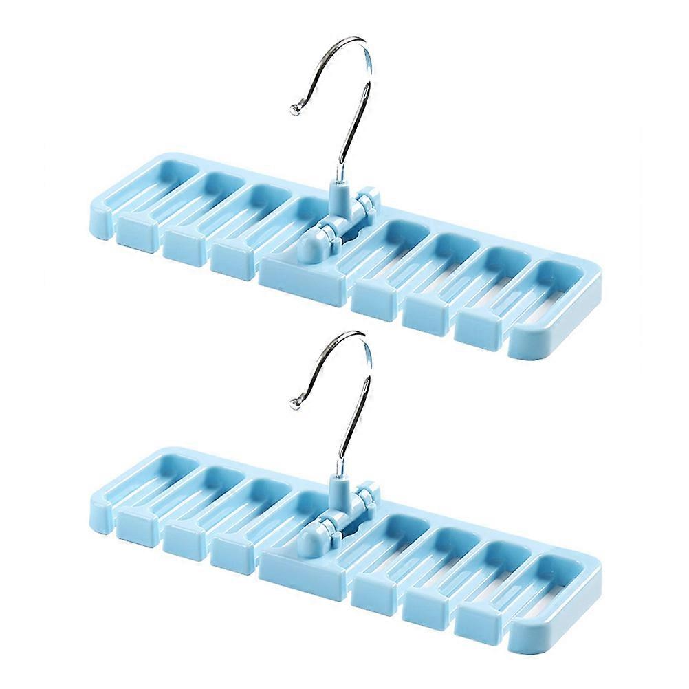 Sky Blue Necktie Holder for Belt Organizer with Anti-Slip Rack