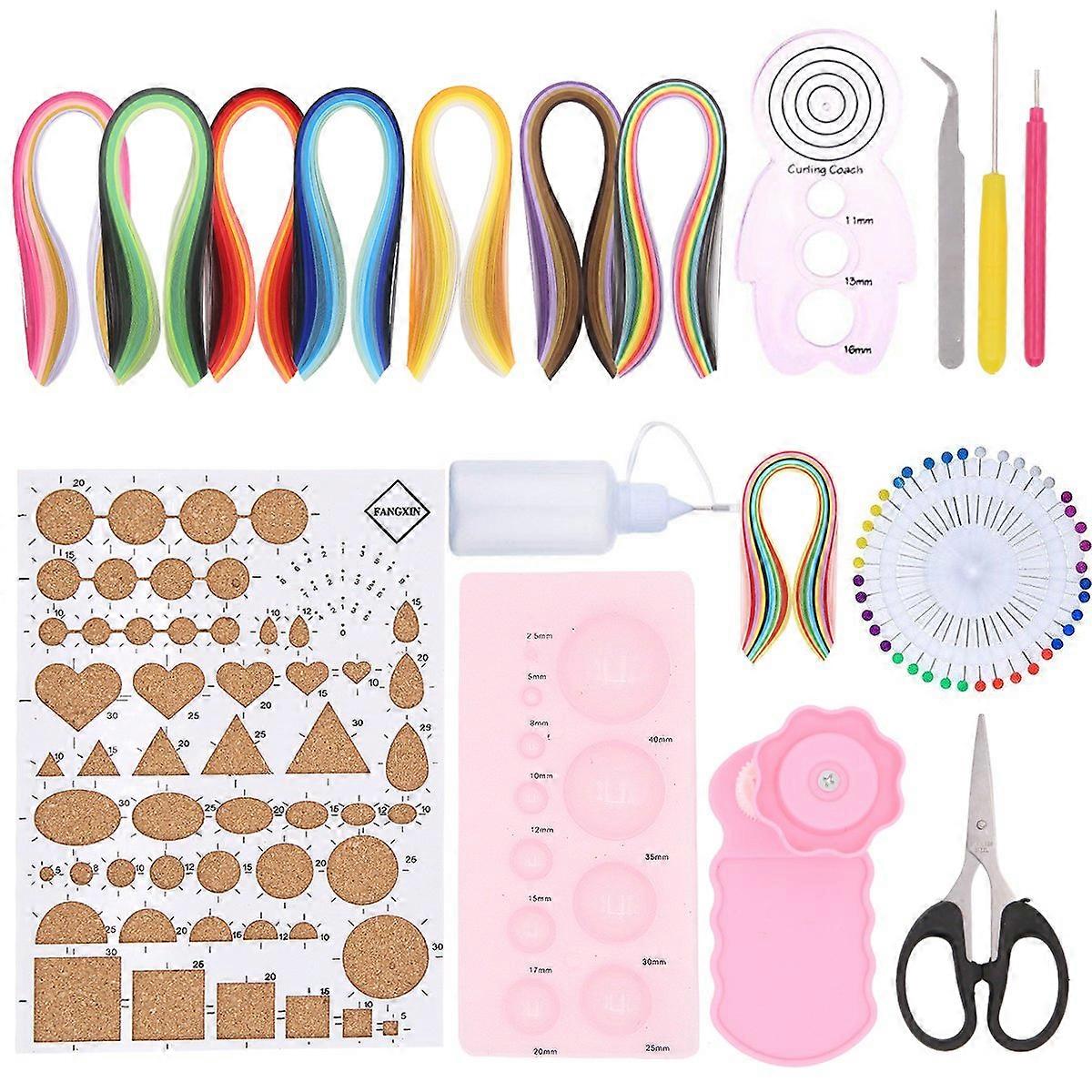 19 in 1 Paper Quilling Kit with 960 Strips 3mm Paper and 11 Tools Supplies, Crimper Comb Ruler Pins Border Buddy Set for DIY Quilling Art