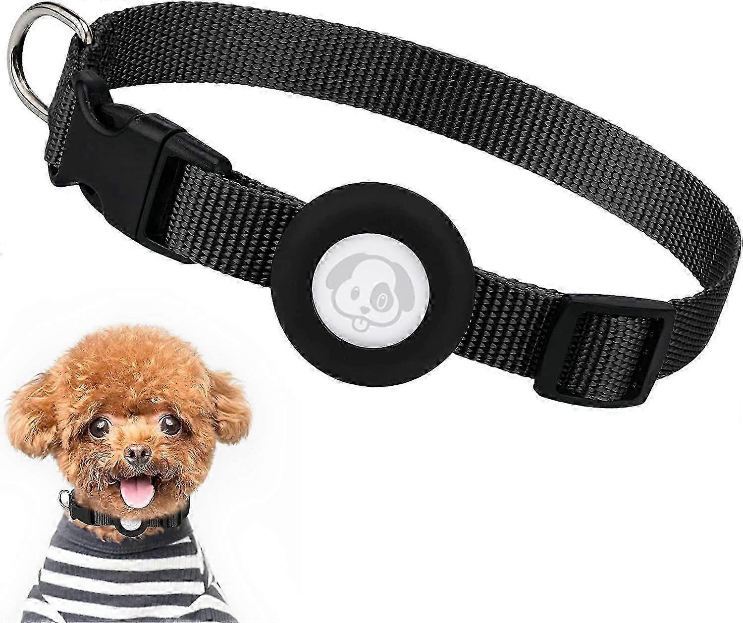 Adjustable Dog Collar with Breakaway Safety Buckle and Airtag Holder for Apple Devices