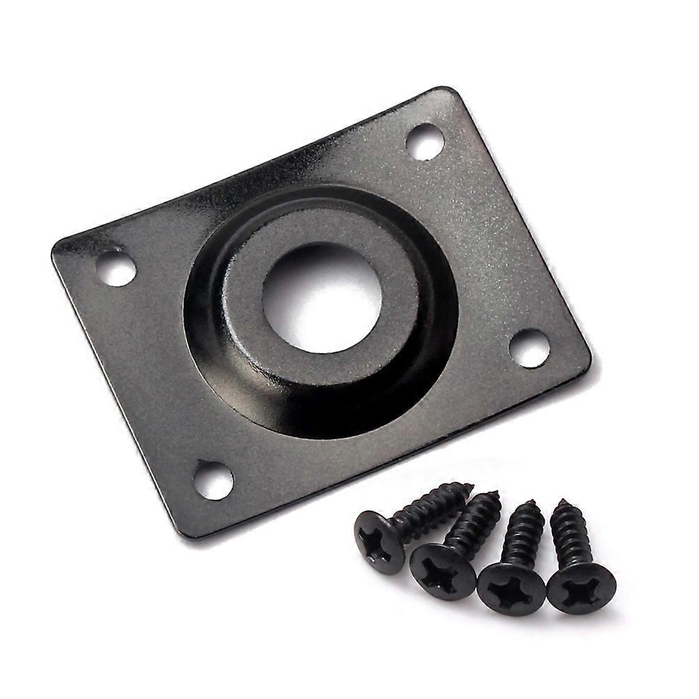 Metal Guitar Jack Plate With Screws For Electric Guitar And Bass Replacement Parts Standard Sized 1Set Black
