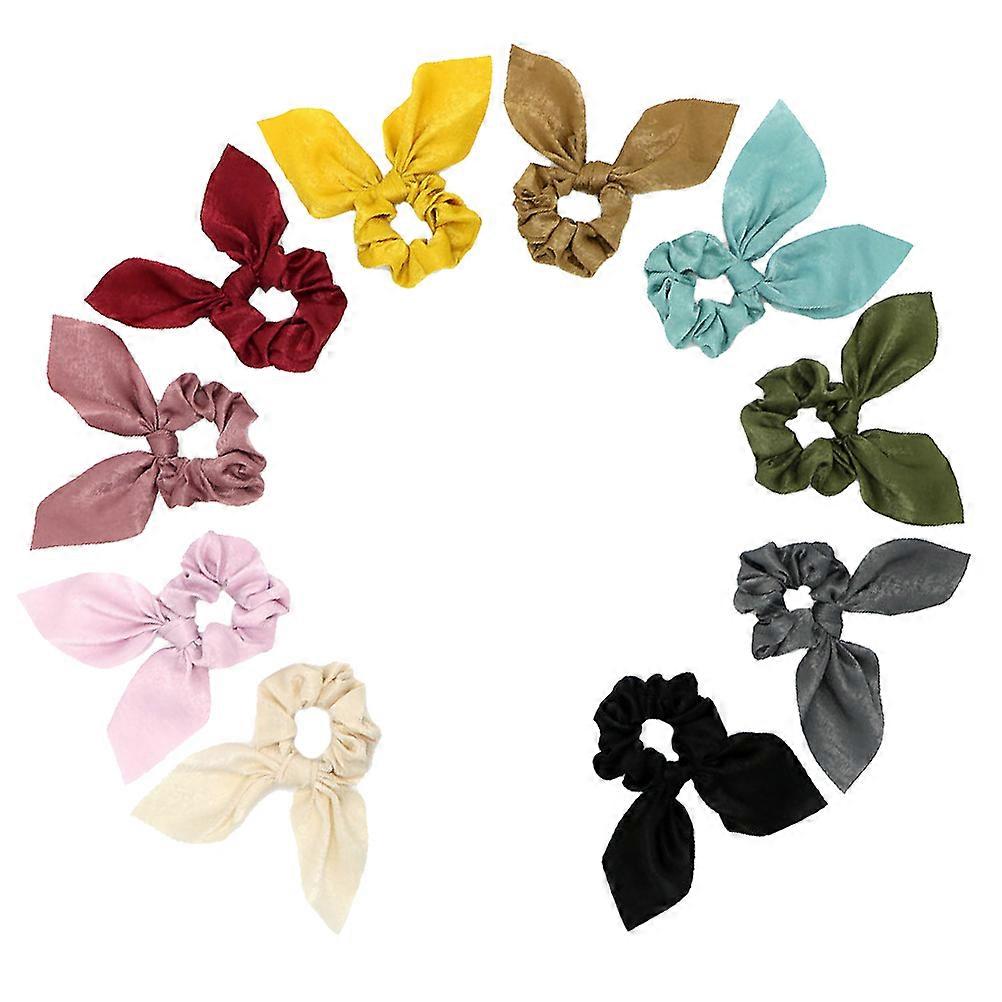 Fashionable Assorted Color Hair Rings For Girls With Bow Shape Suitable For Daily Use 10Pcs