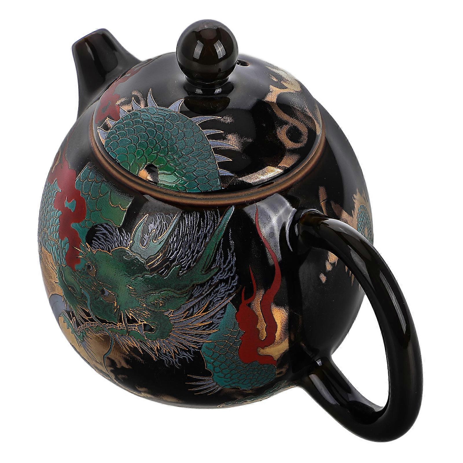 Oval Shape Vintage Ceramic Teapot For Tea Enthusiasts Suitable For Outdoor Camping And Brewing 1Pcs