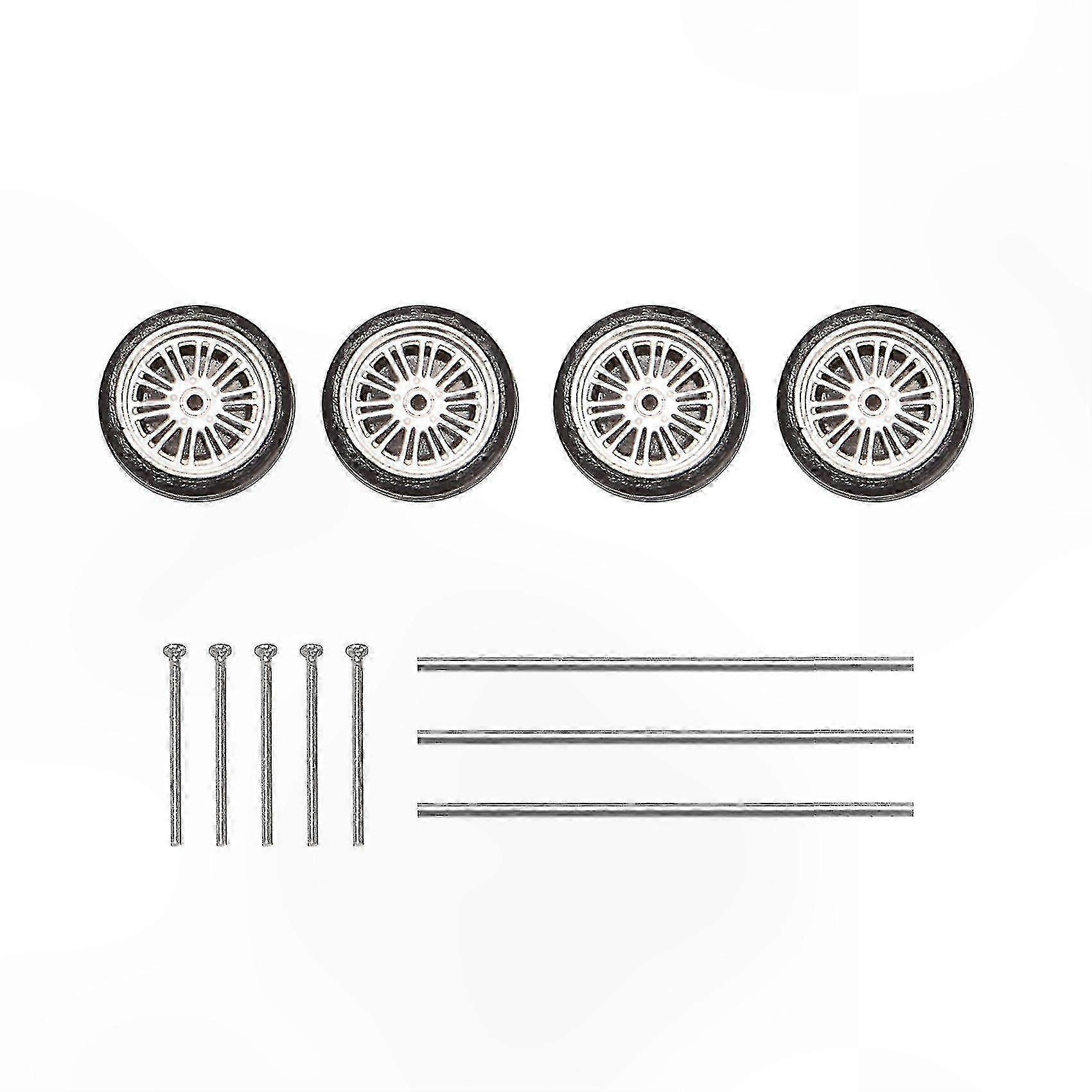4 Pieces 1:64 Scale Alloy Wheels Tires for Model Car General Modification Parts Fit Compatible Vehicles