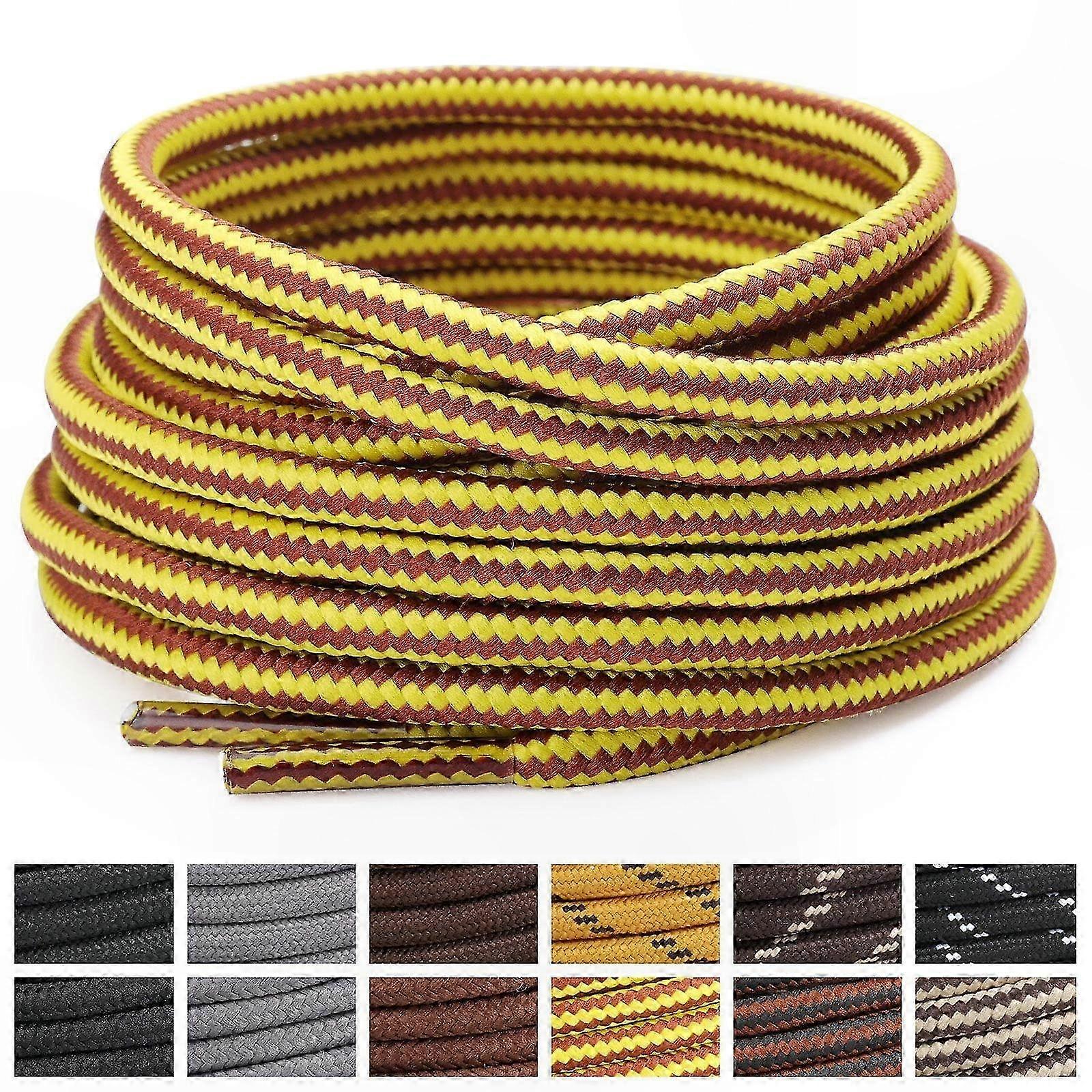 Durable Round Shoelaces for Hiking and Work Boots, 2 Pairs of Heavy-Duty Boot Laces