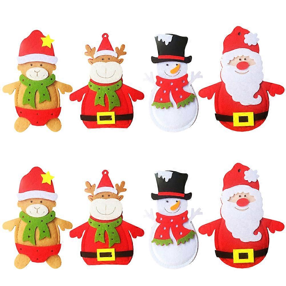 8Pcs Rectangular Christmas Cutlery Holder Set for Home Decoration and Dinner Parties