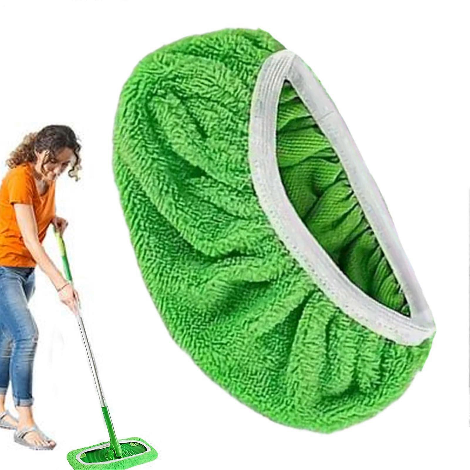 Floor Cleaning Refill Pads - Reusable Microfiber Wet Mop Pads, Washable Pad Refills, Flat Mop Head Pads, Green