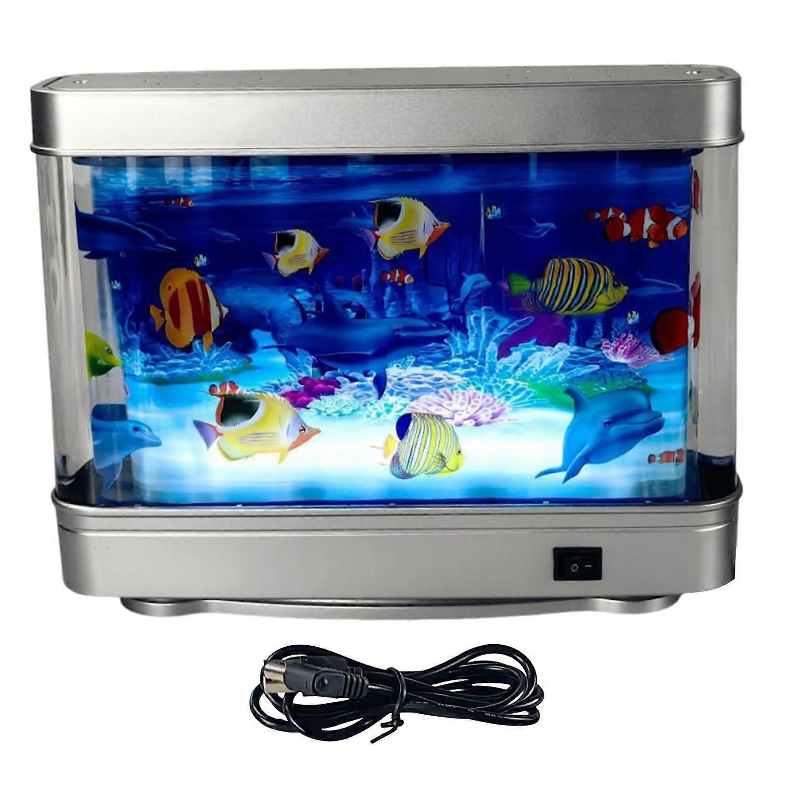 Fake Fish Tank - Artificial Aquarium Decorative Lamp with Moving Tropical Fish for Bedroom and Office, Plug-In Virtual Ocean Night Light