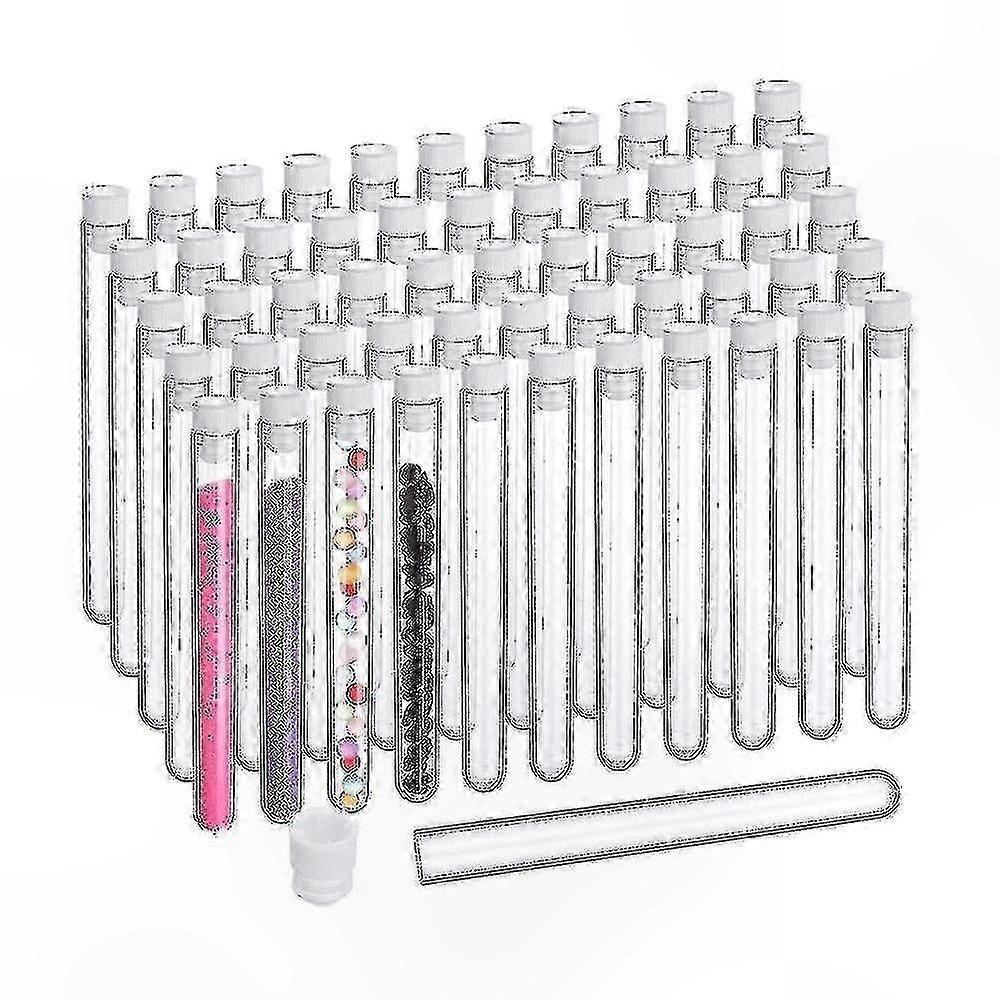 100 Pack Transparent Plastic Tubes with Caps, 25 mL Capacity, 16 x 150 mm, Ideal for Lab and Science Projects